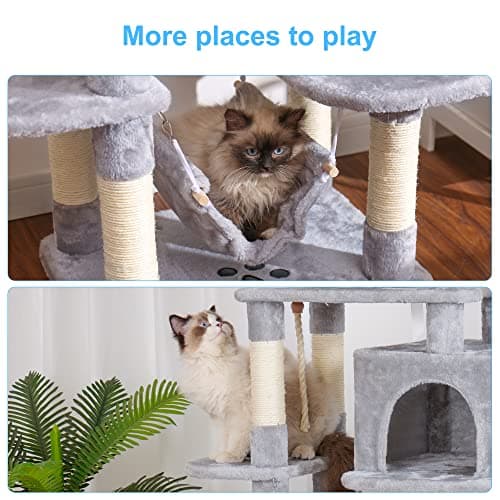 Hey-Brother Light Gray Multi-Level Cat Tree with Scratching Posts & Plush Condos MPJ020-SW