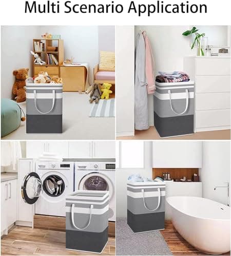 1-Pack Large Waterproof Freestanding Laundry Hamper with Handles for Dorm and Family