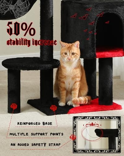Spooky Gothic Cat Tower with Large Coffin Bed & Scratching Post