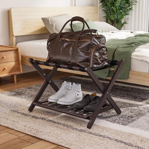 Walnut Luggage Racks Pack of 2 for Hotel Guest Rooms — Brown 1 Pcs