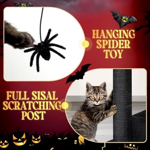 52in Gothic Cat Tree with Coffin Bed for Indoor Cats