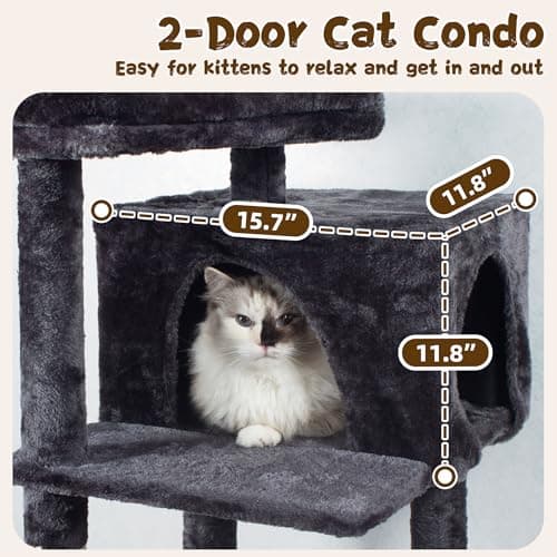 Grey Multi-Level Cat Tree with_scratching Posts & Playground for Indoor Cats