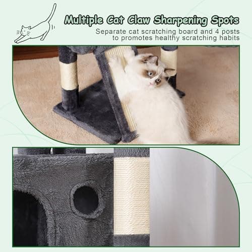 Smoky Gray Multi-Level Cat Tower with Scratching Board GCT005SG