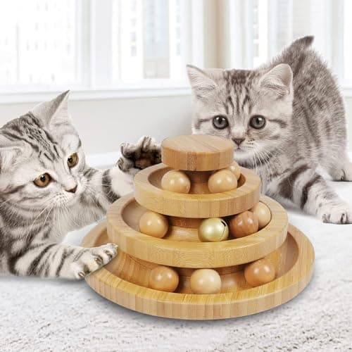 3-Level Cat Ball Tower, 9 Removable Balls, Interactive Toy - Medium Size