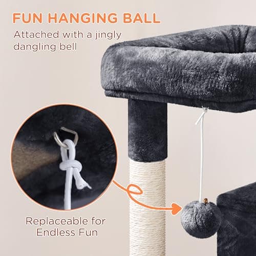 Yaheetech 36in Graphite Gray Indoor Cat Tree with Perch, Scratching Posts & Play Structure