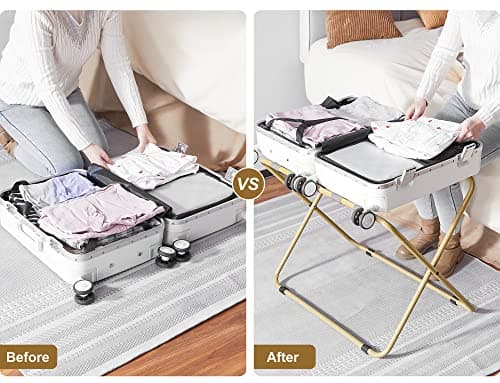 ELYKEN Heavy Duty Suitcase Stand, 110LBS Load Bearing, Gold, 2 Pack