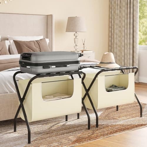Elyken 2 Pack Luggage Rack, Dirty Clothes Storage, Max 110lbs, Black