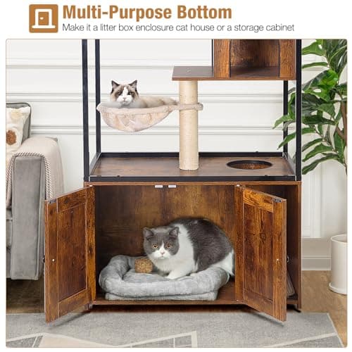 4-Level Cat Tree Enclosure with Storage & Scratch Pad
