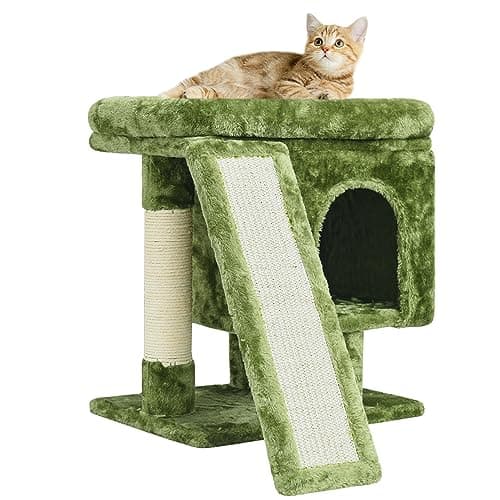 SYANDLVY Indoor Cat Tree for Large Adults with Scratching Post and Activity Tower (Smoky Grey) — Green