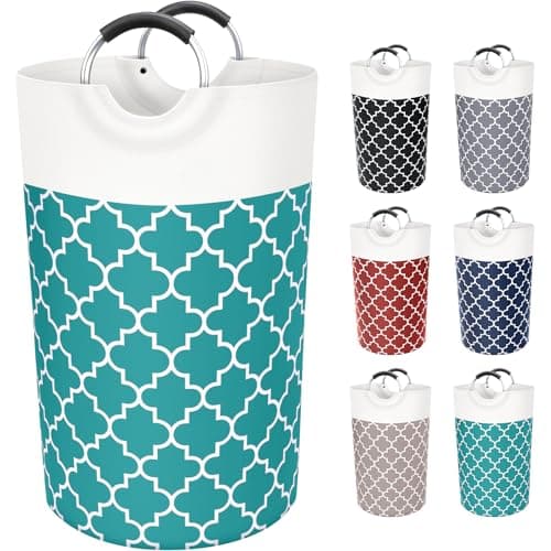 Large Collapsible Laundry Hamper Bag with Handles, 82L Waterproof Storage for College Dorm and Family (Grey) — Green