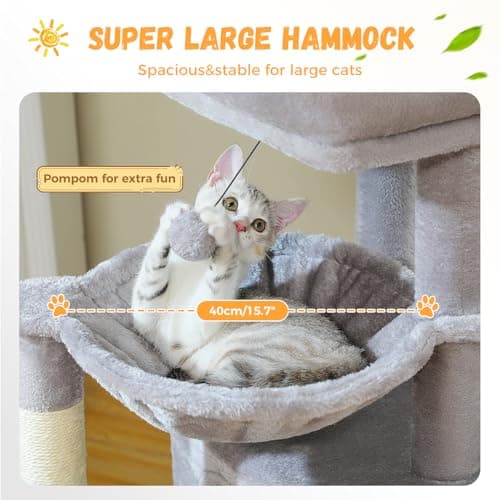 PAWZ Road Large Cat Tree with 41-Inch Multi-Level Tower & 2 Spacious Condos-Gray