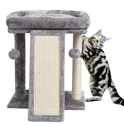 SYANDLVY Small Gothic Cat Tree for Indoor Cats — Light Grey