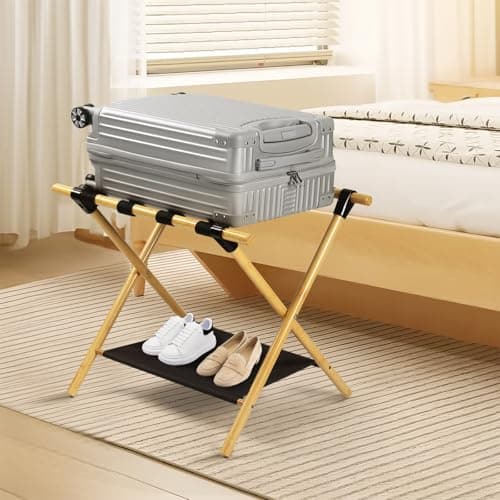 JinDoWin Natural Wood Luggage Rack for Guest Room (1 Pack)