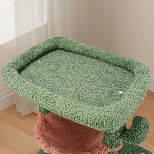 37.4" Cactus Cat Tree for Indoor Cats with Twin Condos and Scratching Post … Green