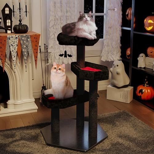 Happy & Polly Gothic Cat Tree with Coffin Bed & Scratching Posts - Large Cat Activity Center