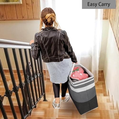1-Pack Large Waterproof Freestanding Laundry Hamper with Handles for Dorm and Family