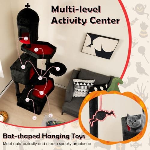 Gothic Cat Tree for Indoor Cats: Multi-Level Halloween Design
