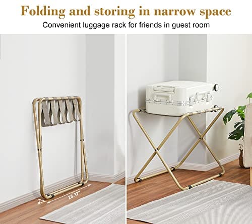 ELYKEN Heavy Duty Suitcase Stand, 110LBS Load Bearing, Gold, 2 Pack