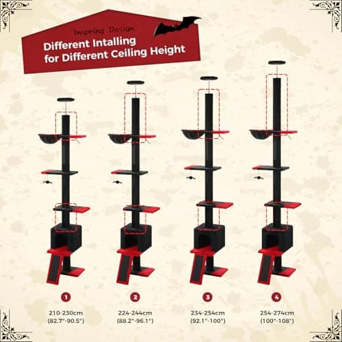 PEQULTI Gothic Climbing Tree Tower, 5 Tiers, Black