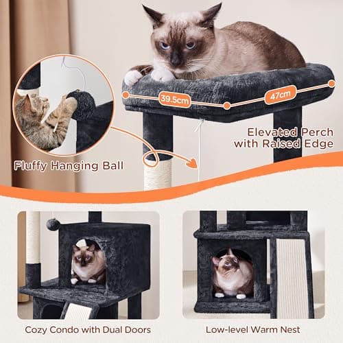 Yaheetech 36in Graphite Gray Indoor Cat Tree with Perch, Scratching Posts & Play Structure