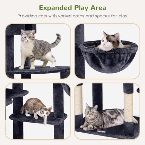 Giant 83 Inch Cat Tree for Large Cats, 9 Scratching Posts, Dark Grey