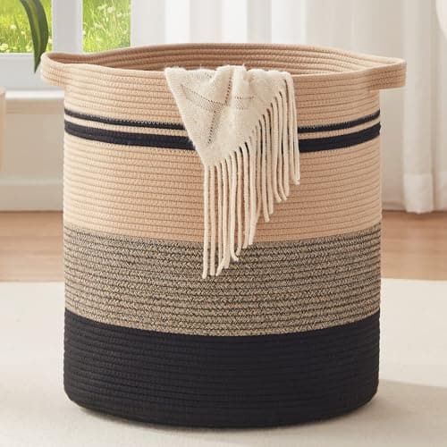 OIAHOMY Decorative 80L Laundry Hamper with Handles - Gradient Gray — Yellow Black