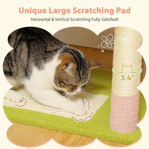 Large Pink Cat Tree with Hammock and Scratching Posts for Indoor Cats
