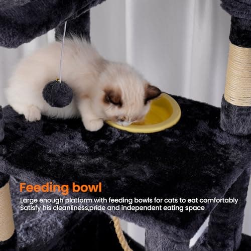 Heybly 78-Inch Multi-Level Cat Tree for Indoor Cats with Plush Perches, Scratching Board, and Caves - Smoky Gray