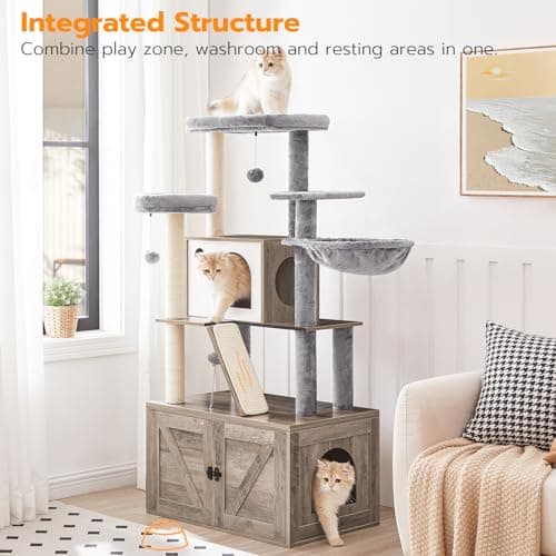 Cat Tree with Litter Box Enclosure for Cat Lovers