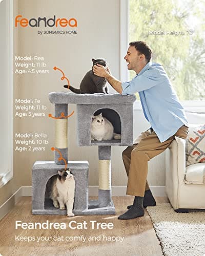 Feandrea XL Cat Tree, 39.8-Inch Tower, Light Gray