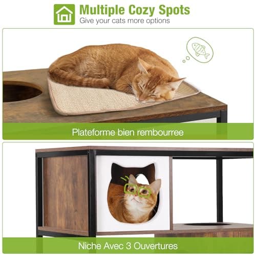 Gutinnie Cat Tree with Hidden Litter Box & Scratching Post, 57.5" Rustic Brown