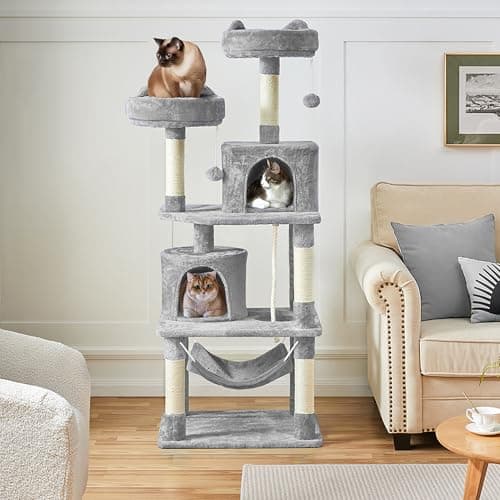 Yaheetech 62.2in Cats' Tree with Platform & Hammock for Indoor Play and Relaxing