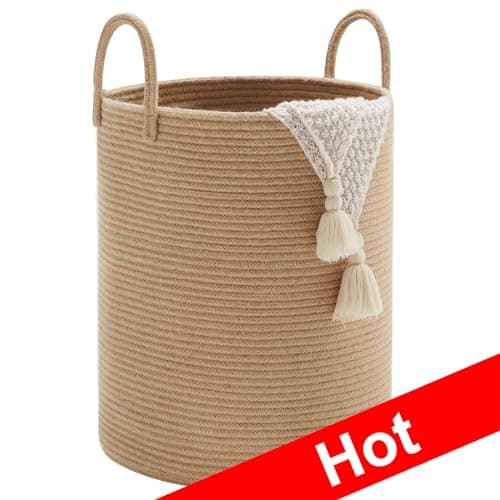 YOUDENOVA Tall 58L Jute Rope Laundry Hamper for Bedroom and Baby Nursery — Jute Brown