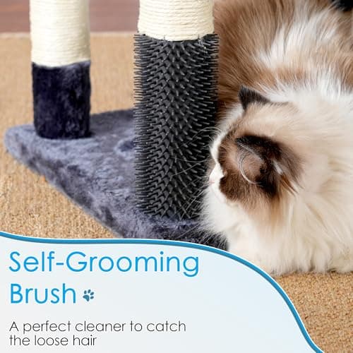 Smoky Gray Hey-brother 74" Multi-Level Cat Tree with 3 Condos & 2 Decks for Indoor Cats MPJ035