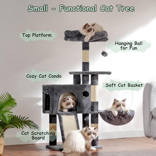Smoky Gray Multi-Level Cat Tower with Scratching Board GCT005SG