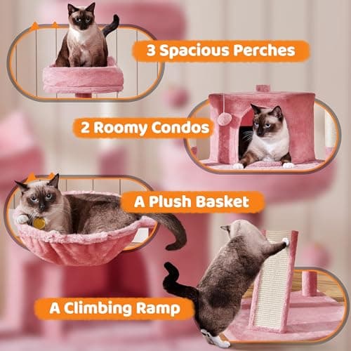 Yaheetech 68.5in Large Cat Tree with Caves & Platforms