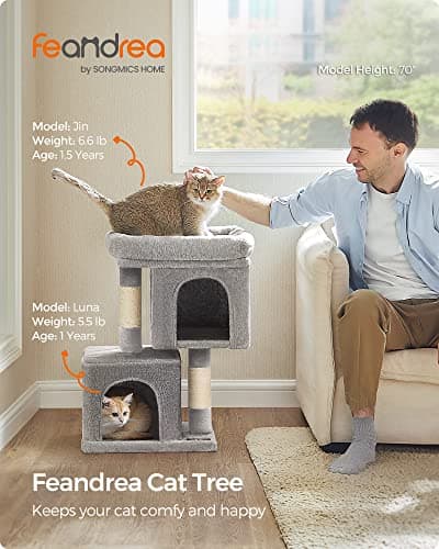 Feandrea Light Gray Cat Tree for Kittens Up to 7 lbs