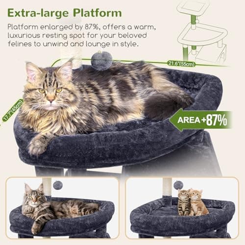 Giant 83 Inch Cat Tree for Large Cats, 9 Scratching Posts, Dark Grey