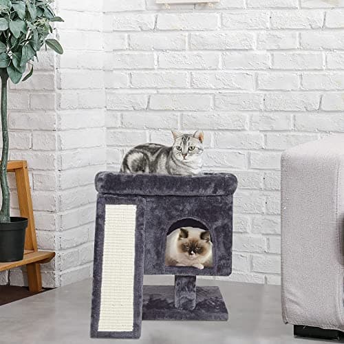 SYANDLVY Indoor Cat Tree for Large Adults with Scratching Post and Activity Tower (Smoky Grey)