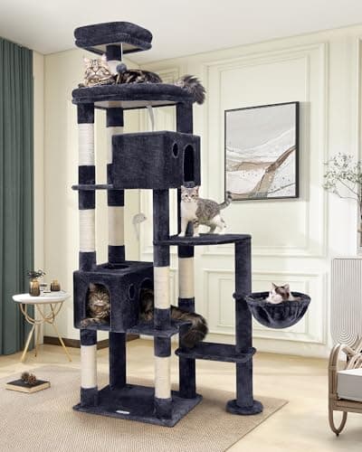 Giant 83 Inch Cat Tree for Large Cats, 9 Scratching Posts, Dark Grey