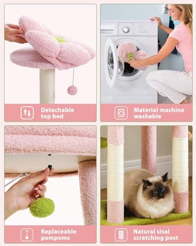 Tall Cat Tree with Hammock & Scratching Post for Large Cats