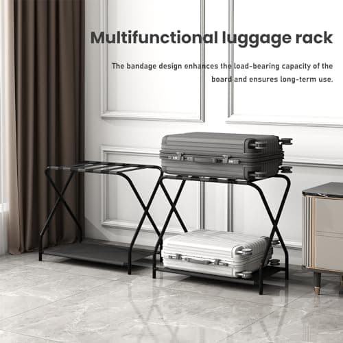 PILLAGER 2 Pack Foldable Metal Luggage Rack- Black