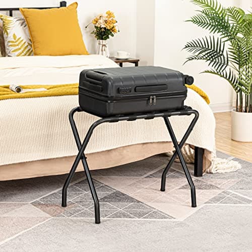 HOOBRO DOUBLE Tiers Metal Luggage Holder, Black BK02-04XLP2