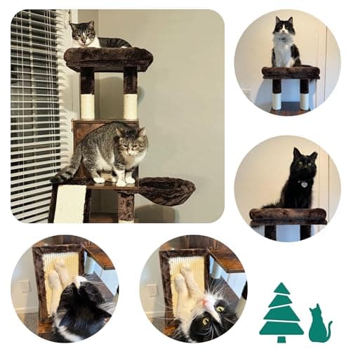 YITAHOME Cat Tree with Hidden Litter Box, Sisal Scratching Post & Wooden House