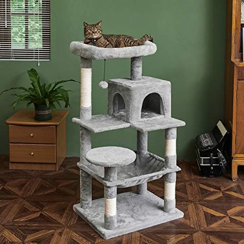 Catinsider Multi-Level Cat Tree with Sisal Scratching and Plush Perches Light Gray