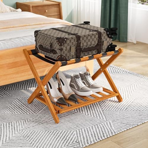 Walnut Luggage Racks Pack of 2 for Hotel Guest Rooms — Honey 1 Pcs