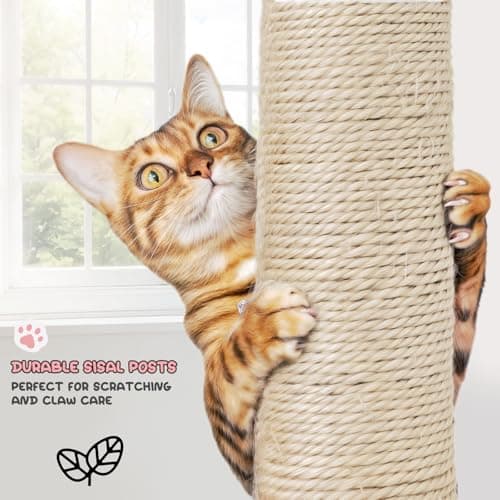 MoNiBloom Beige 54 Inch Cat Tree with 2 Condos & Scratching Post