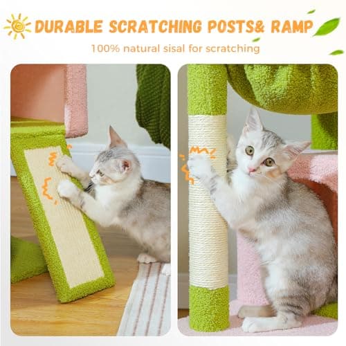 PAWZ Road Large Cat Tree, Multi-Level Pink Flower Tower for Indoor Cats