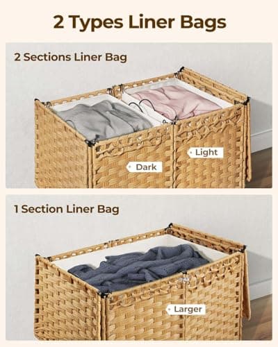GREENSTELL Goose Yellow Collapsible Laundry Hamper with Lid & Removable Liners, 65L