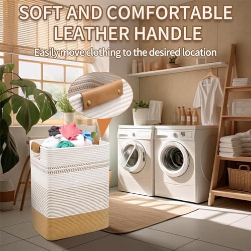 DOFASAYI 85L Large Laundry Basket with Leather Handles